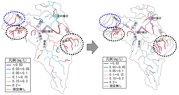 神埼川流域のT-P排出負荷量の変化